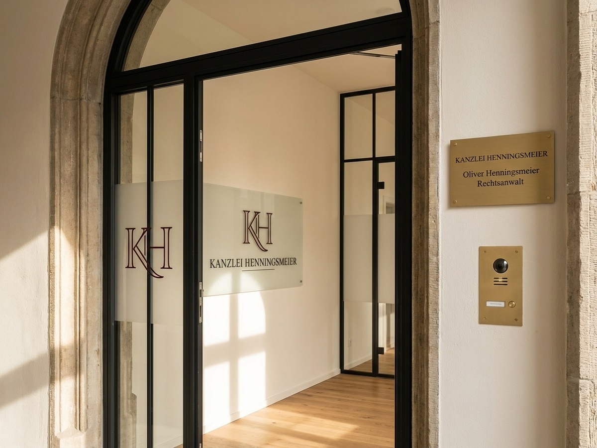 Eingang Hotterstraße 5 mit Kanzleischild der Kanzlei Henningsmeier
